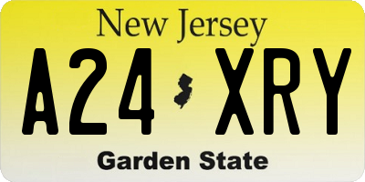 NJ license plate A24XRY