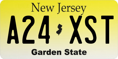 NJ license plate A24XST