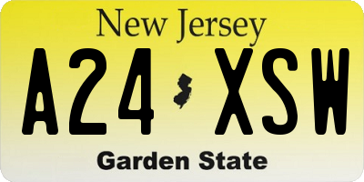 NJ license plate A24XSW