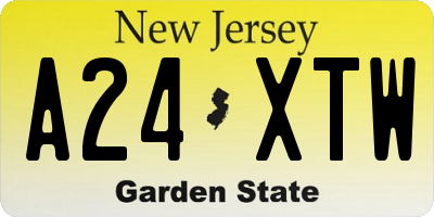 NJ license plate A24XTW