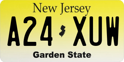 NJ license plate A24XUW