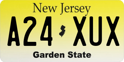 NJ license plate A24XUX