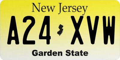 NJ license plate A24XVW