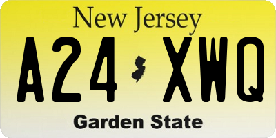 NJ license plate A24XWQ