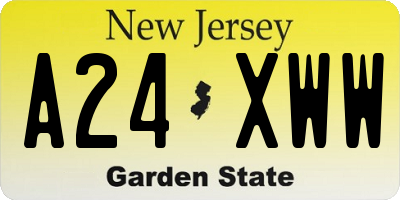 NJ license plate A24XWW