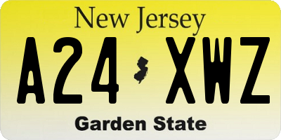 NJ license plate A24XWZ