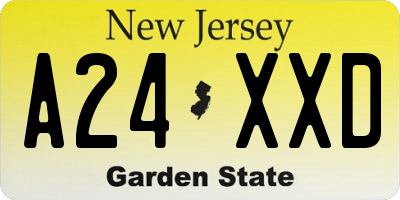 NJ license plate A24XXD