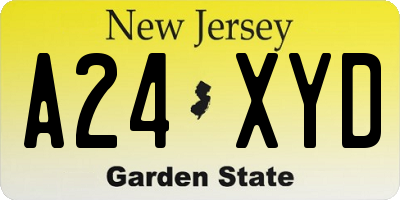 NJ license plate A24XYD