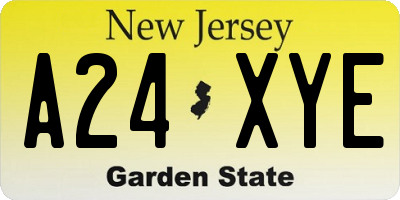 NJ license plate A24XYE