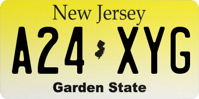 NJ license plate A24XYG