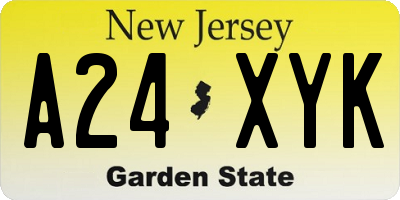 NJ license plate A24XYK