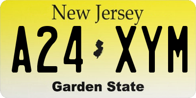 NJ license plate A24XYM