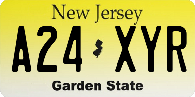 NJ license plate A24XYR