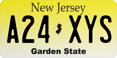 NJ license plate A24XYS