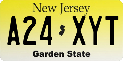 NJ license plate A24XYT