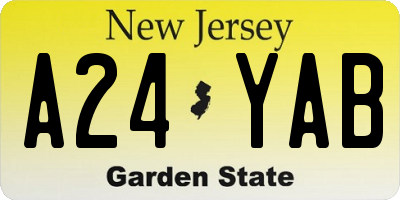 NJ license plate A24YAB