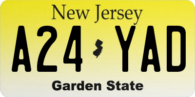 NJ license plate A24YAD