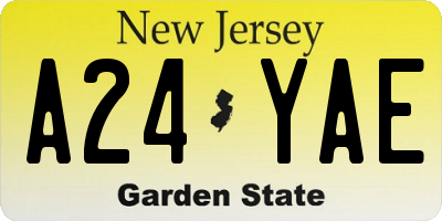 NJ license plate A24YAE