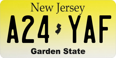 NJ license plate A24YAF