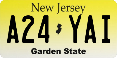 NJ license plate A24YAI