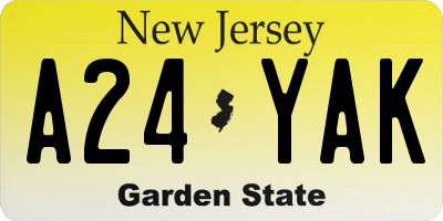 NJ license plate A24YAK