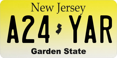 NJ license plate A24YAR