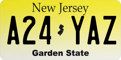 NJ license plate A24YAZ