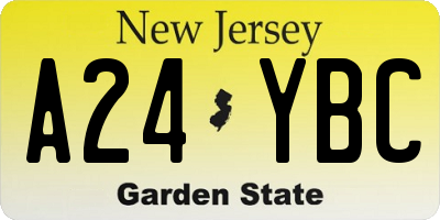 NJ license plate A24YBC
