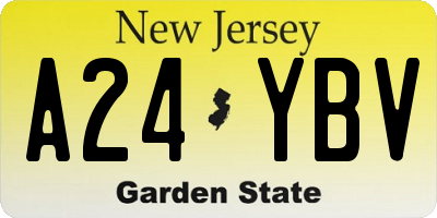 NJ license plate A24YBV