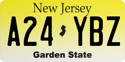 NJ license plate A24YBZ