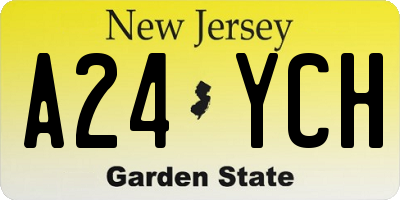 NJ license plate A24YCH