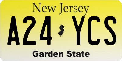 NJ license plate A24YCS