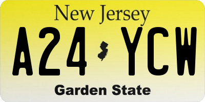NJ license plate A24YCW