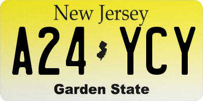 NJ license plate A24YCY
