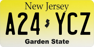 NJ license plate A24YCZ