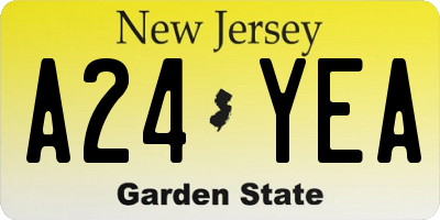 NJ license plate A24YEA