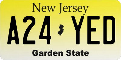 NJ license plate A24YED