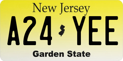 NJ license plate A24YEE