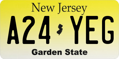 NJ license plate A24YEG