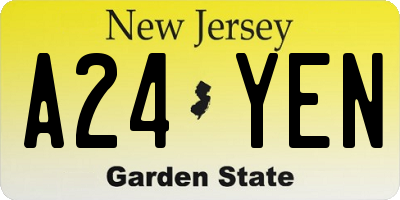NJ license plate A24YEN