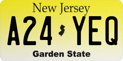 NJ license plate A24YEQ