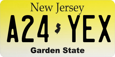 NJ license plate A24YEX