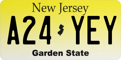 NJ license plate A24YEY