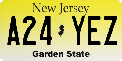 NJ license plate A24YEZ