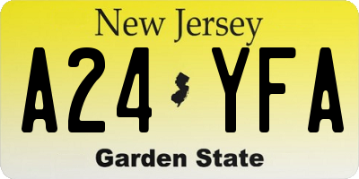 NJ license plate A24YFA