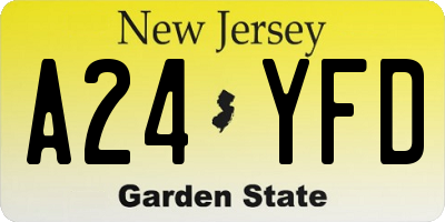 NJ license plate A24YFD