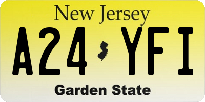 NJ license plate A24YFI