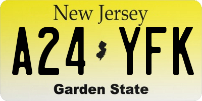 NJ license plate A24YFK