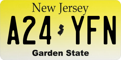 NJ license plate A24YFN