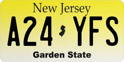 NJ license plate A24YFS